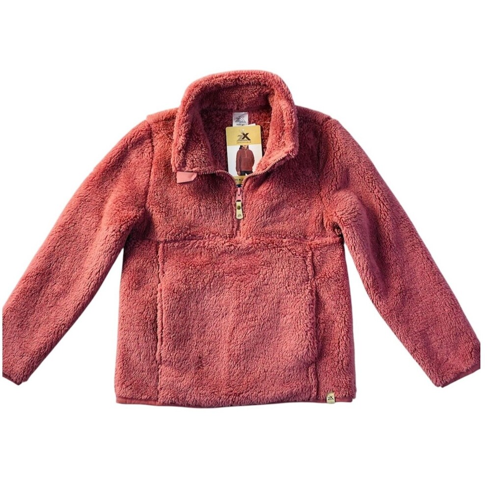 Girls 1/4 Zip‎ Sherpa  Pullover Top by ZeroXposur Size 6/7 Magenta